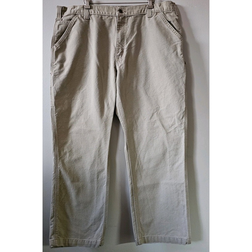 Carhartt Pants Men's Size 42x30 100097 266 Tan‎ Beige Duck Canvas Relaxed Fit